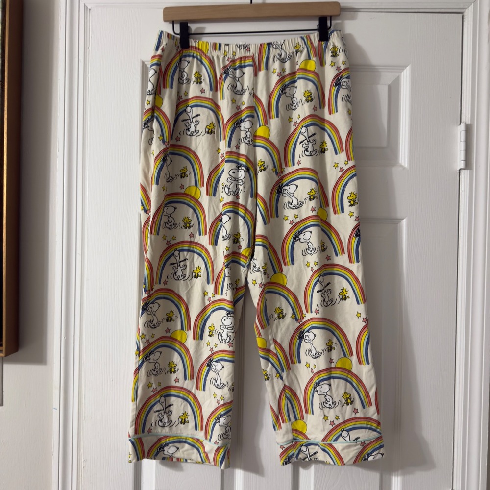 BedHead Pajamas x Peanuts Snoopy Rainbow Pajama Pants Women's L Organic Cotton